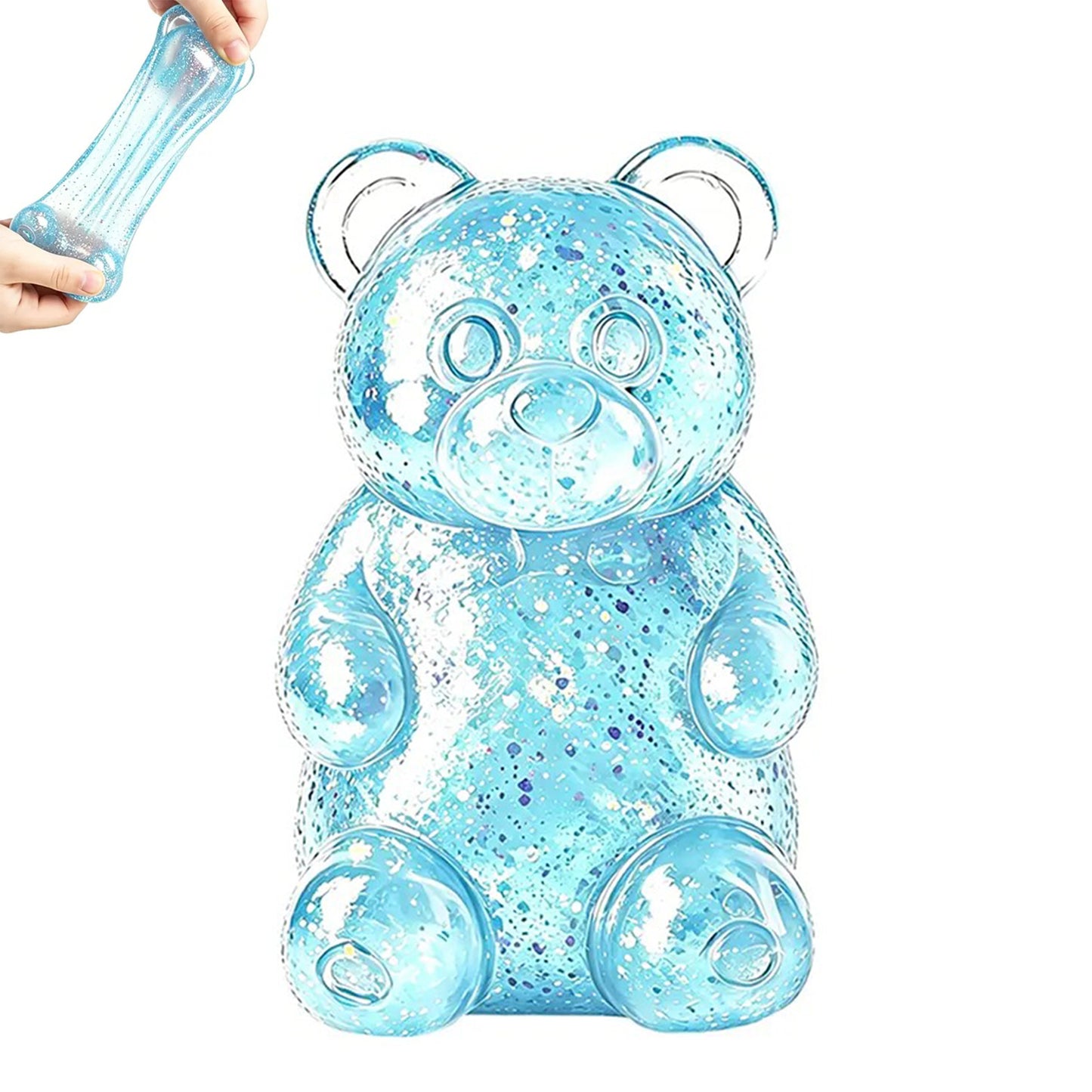 Glitter Gummy Bear Squishy Slow-Rising Sensory Squishy Toys for Kids & Adults Birthday Gifts Party Favors