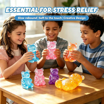 4-Piece Glitter Gummy Bear Squishy with Slow Rising Sensory Squishy Toys for Kids & Adults Birthday Gifts Party Favors
