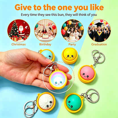Cute Dumpling Pressable Fidget Toy Keychains Bag Charm Lanyard for Prizes Party Favor Gifts