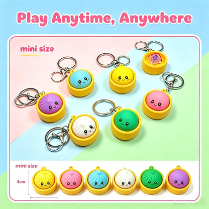 Cute Dumpling Pressable Fidget Toy Keychains Bag Charm Lanyard for Prizes Party Favor Gifts