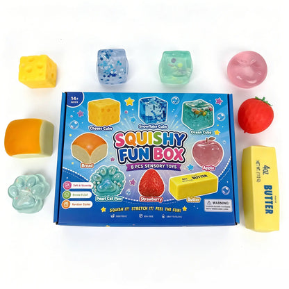 8 Pcs Slow-Rising Squishy Box Set, Malt Sugar Sensory Stress Relief Squeeze Fidget Toys