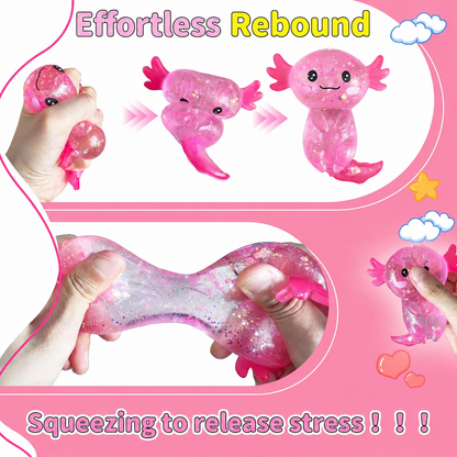 Soft Glitter Axolotl Squishy Squeeze Sensory Fidget Toy for Kids & Adults Gifts Party Favors Prizes