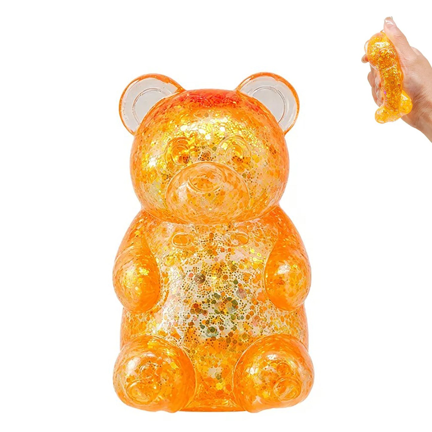 Glitter Gummy Bear Squishy Slow-Rising Sensory Squishy Toys for Kids & Adults Birthday Gifts Party Favors
