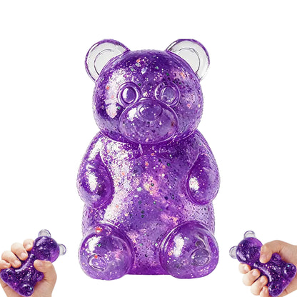 Glitter Gummy Bear Squishy Slow-Rising Sensory Squishy Toys for Kids & Adults Birthday Gifts Party Favors