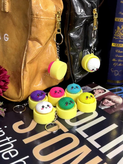 Cute Dumpling Pressable Fidget Toy Keychains Bag Charm Lanyard for Prizes Party Favor Gifts
