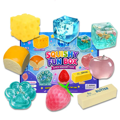 8 Pcs Slow-Rising Squishy Box Set, Malt Sugar Sensory Stress Relief Squeeze Fidget Toys