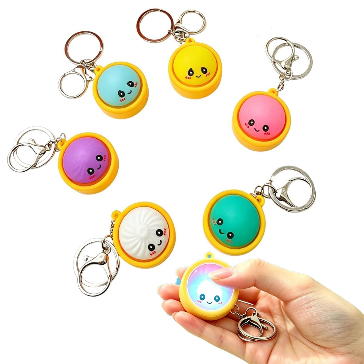 Cute Dumpling Pressable Fidget Toy Keychains Bag Charm Lanyard for Prizes Party Favor Gifts