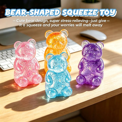 4-Piece Glitter Gummy Bear Squishy with Slow Rising Sensory Squishy Toys for Kids & Adults Birthday Gifts Party Favors