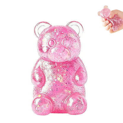 Glitter Gummy Bear Squishy Slow-Rising Sensory Squishy Toys for Kids & Adults Birthday Gifts Party Favors