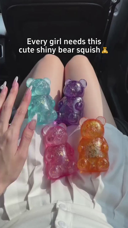 4-Piece Glitter Gummy Bear Squishy with Slow Rising Sensory Squishy Toys for Kids & Adults Birthday Gifts Party Favors